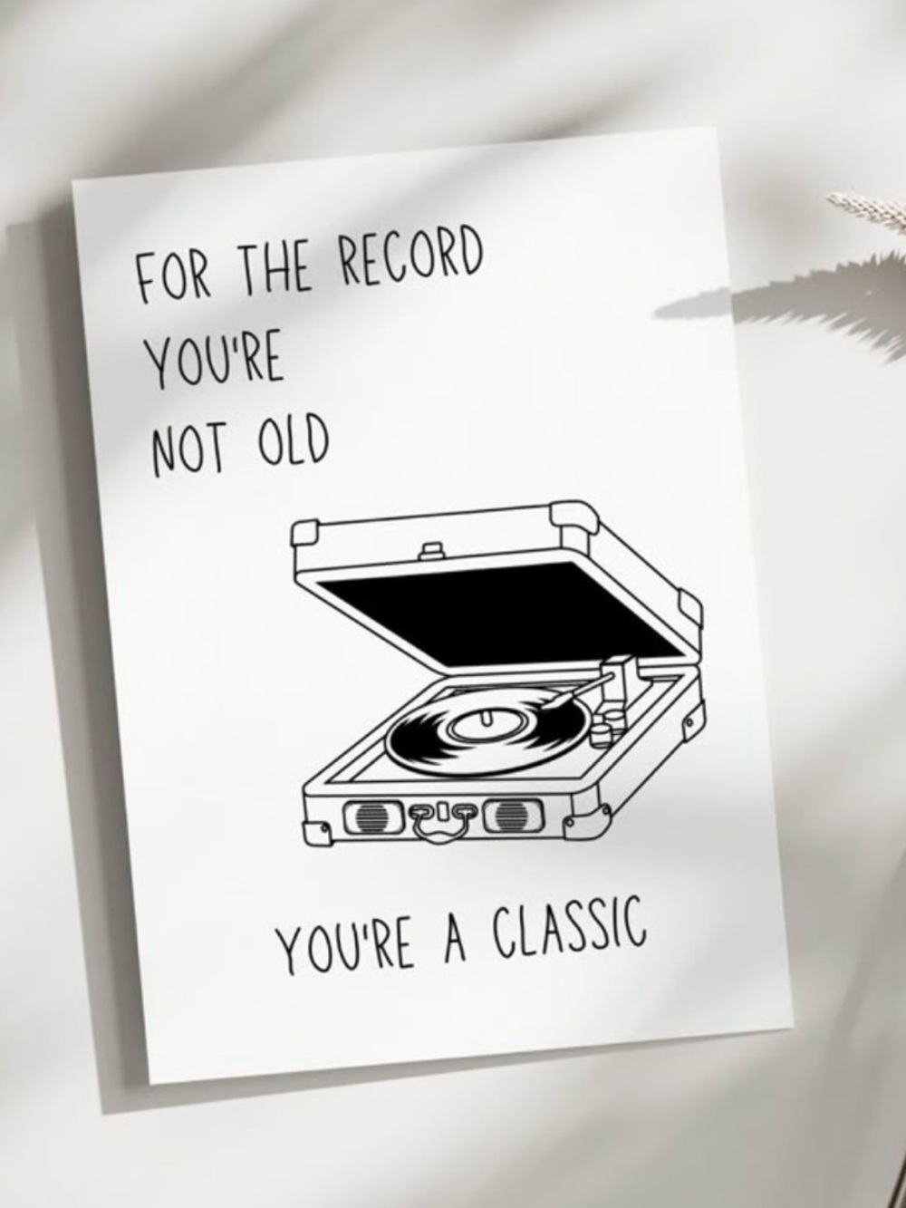 NEW Set of 3, Cute Birthday Record Player Art, blank inside